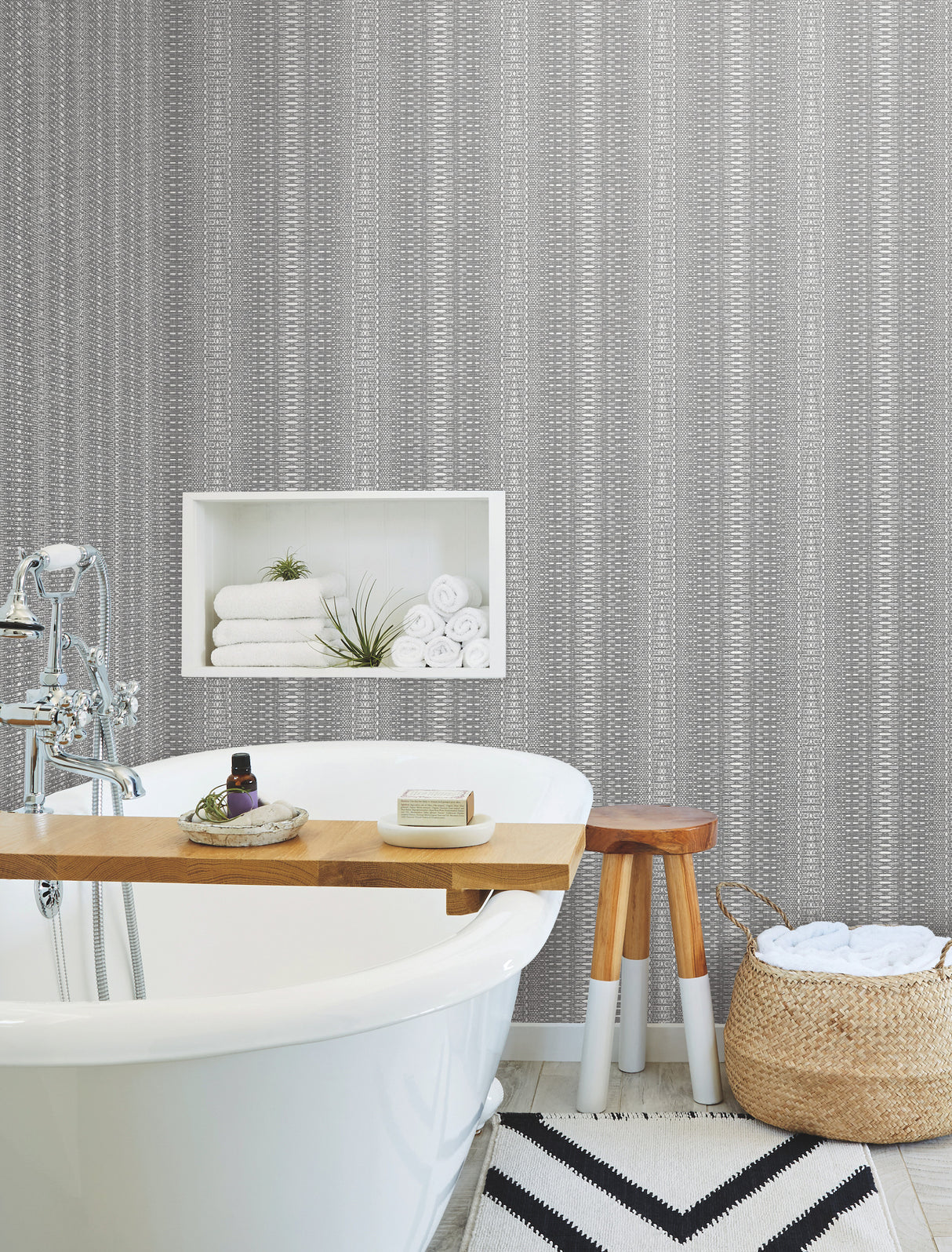 York FH4012 Market Stripe Black Wallpaper