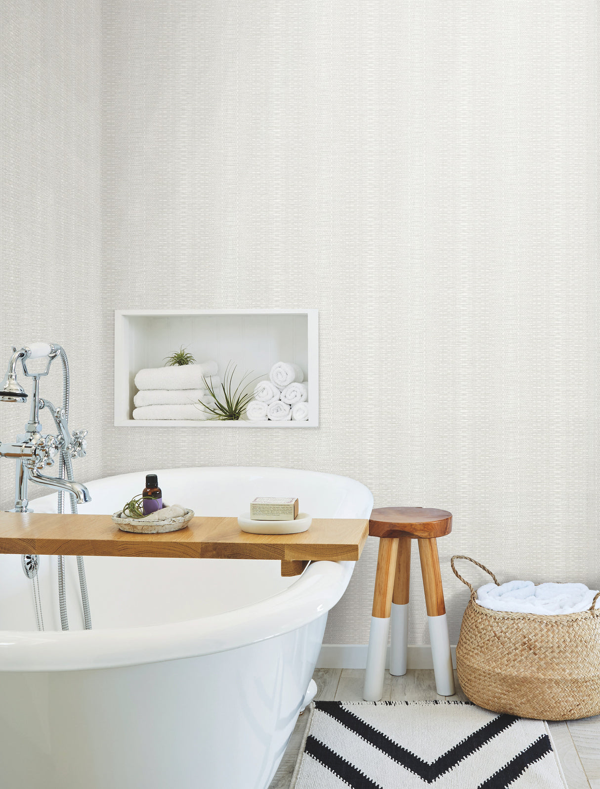 York FH4014 Market Stripe White Wallpaper