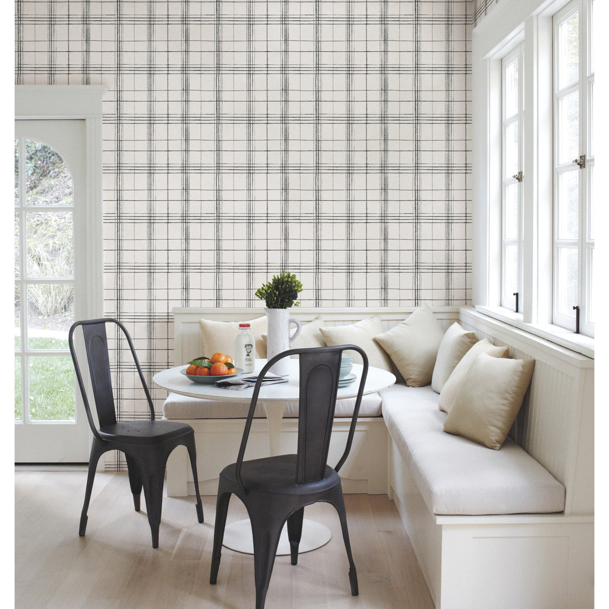 York FH4016 Farmhouse Plaid Black & White Wallpaper