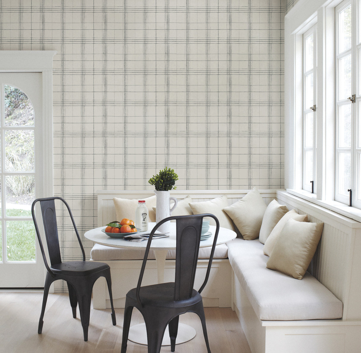 York FH4018 Farmhouse Plaid Beige & Grey Wallpaper