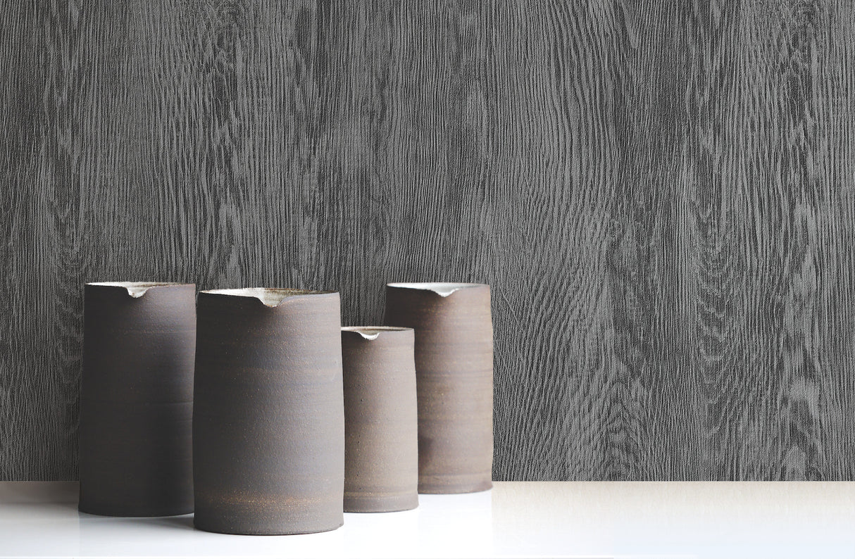 York FH4055 Quarter Sawn Wood Black Wallpaper