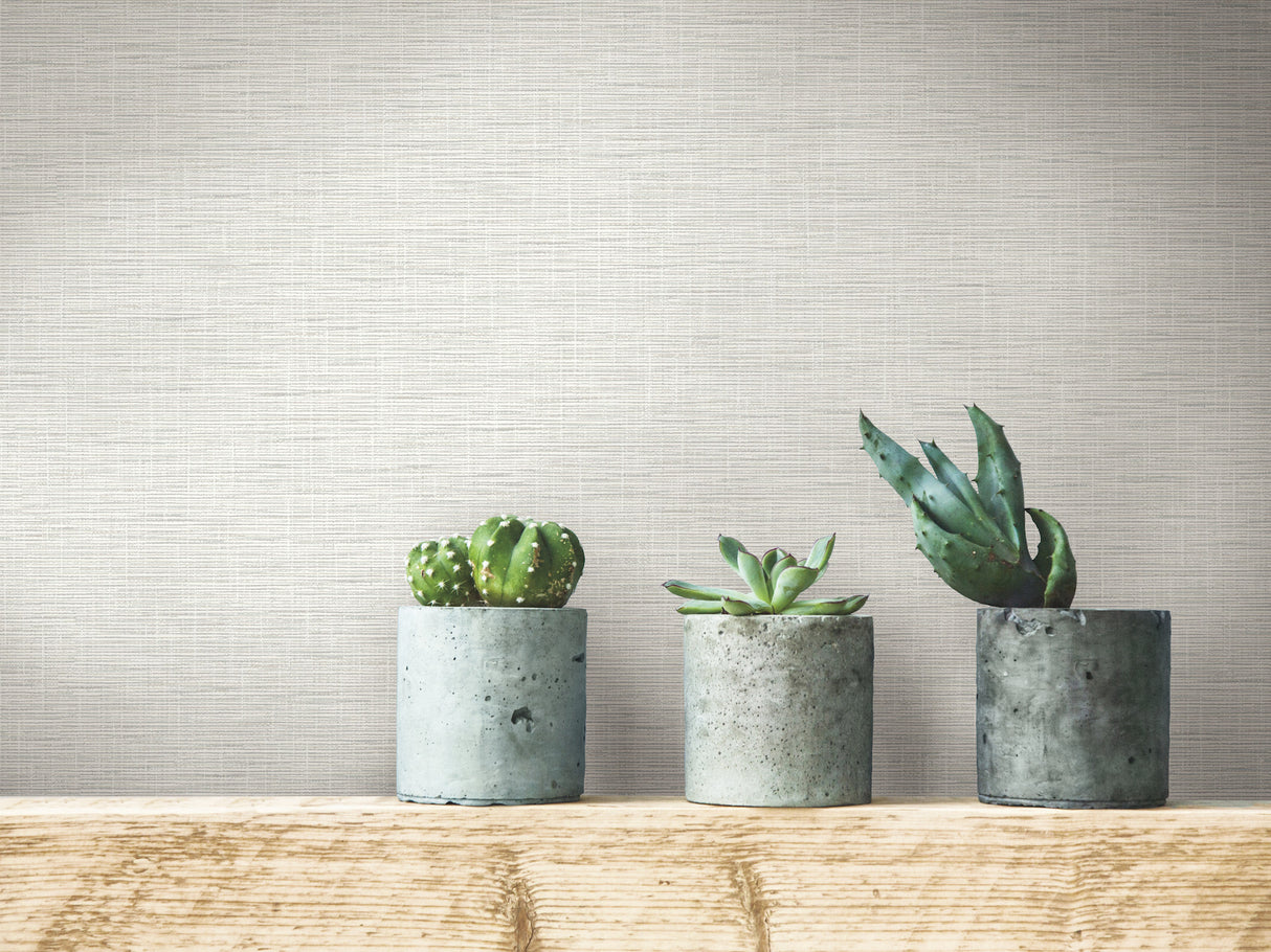 York FH4059 Silk Linen Weave White Wallpaper