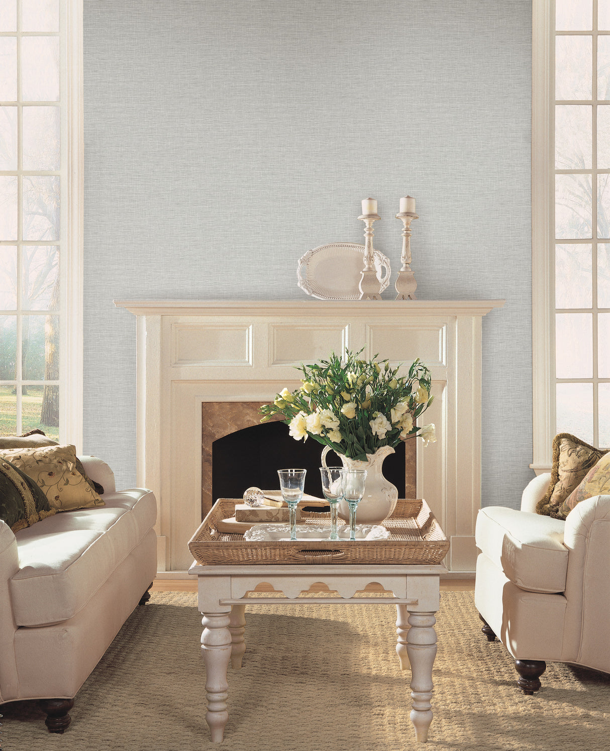 York FH4060 Silk Linen Weave Grey Wallpaper