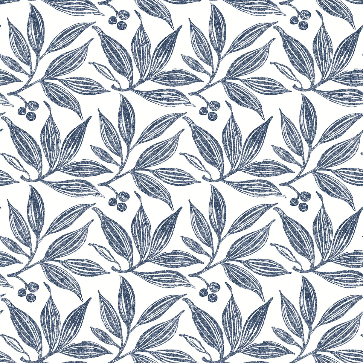 York FH4062 Chokeberry Block Print Navy & White Wallpaper