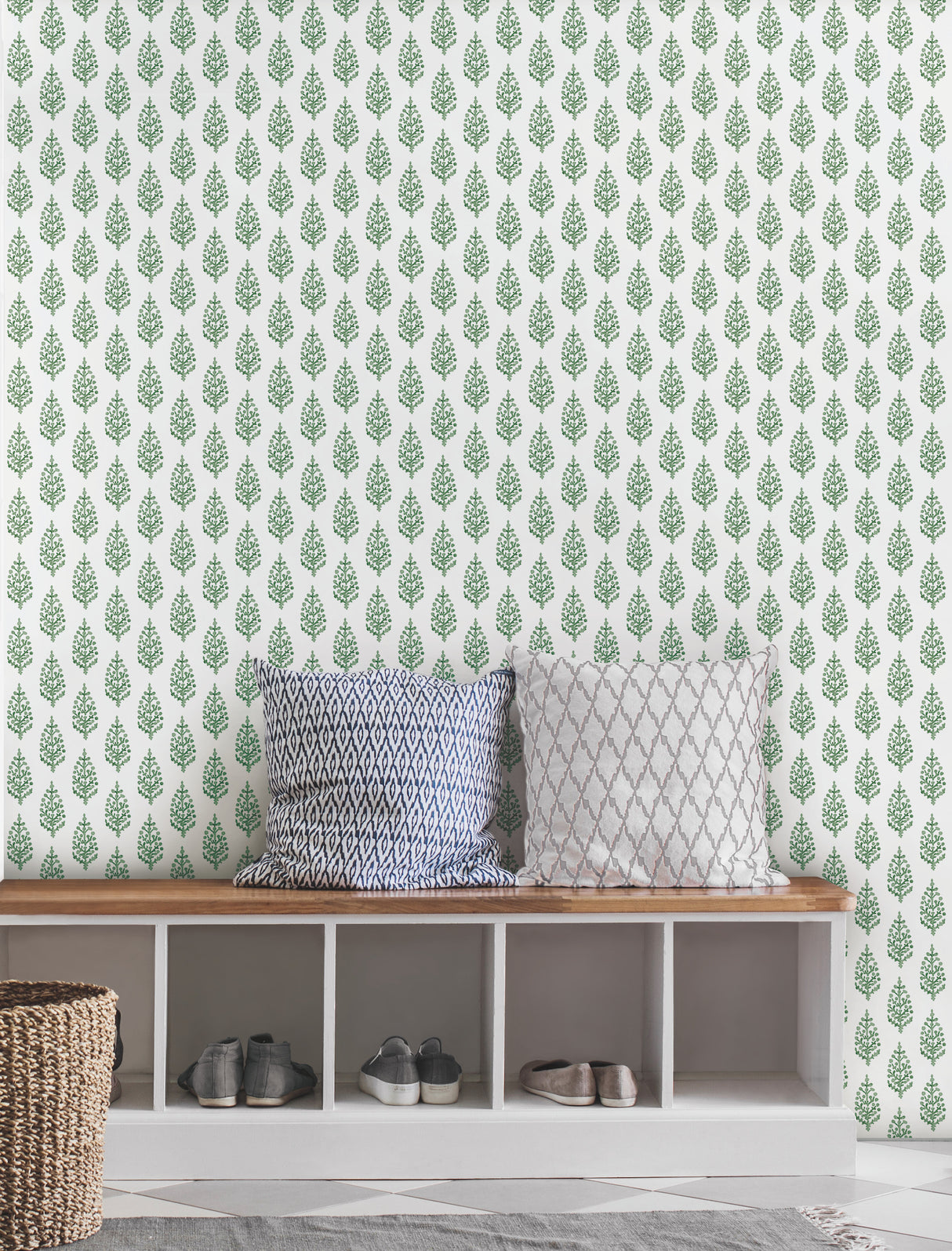 York FH4067 Paisley on Calico Green Wallpaper