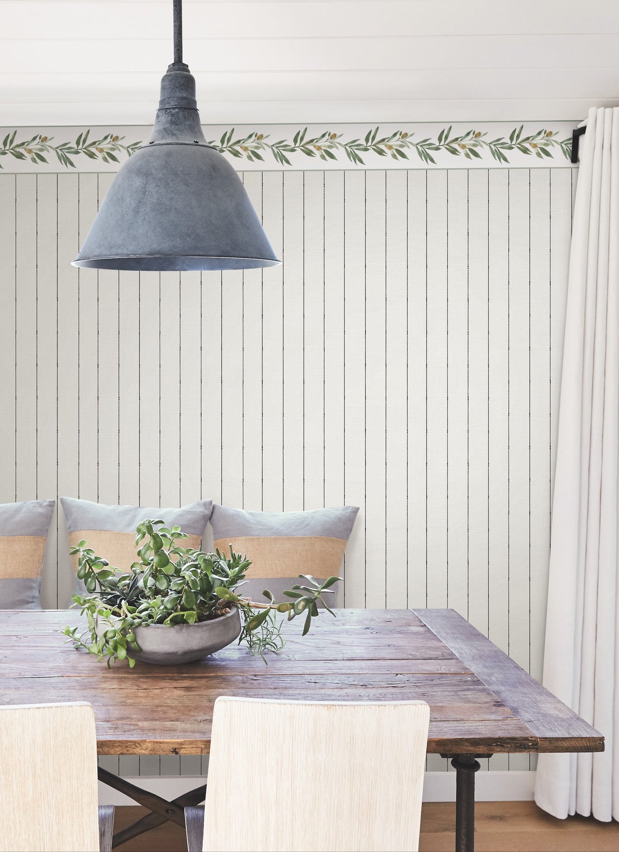 York FH4076 In Stitches Stripe Black & Cream Wallpaper