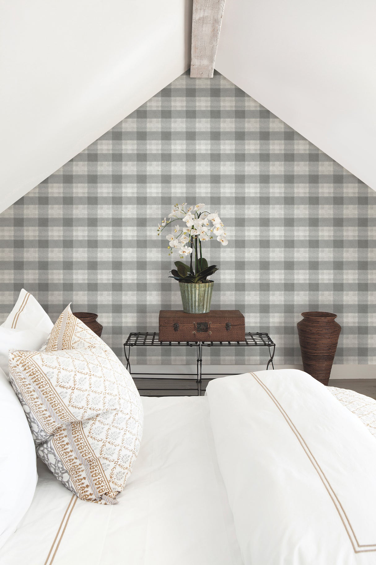 York FH4081 Woven Buffalo Check Grey Wallpaper