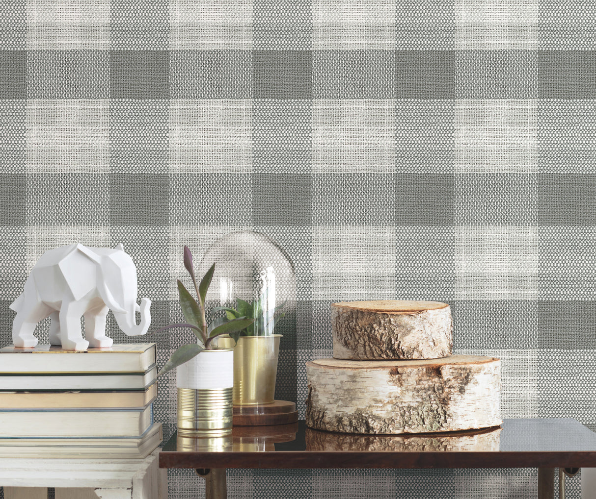 York FH4081 Woven Buffalo Check Grey Wallpaper
