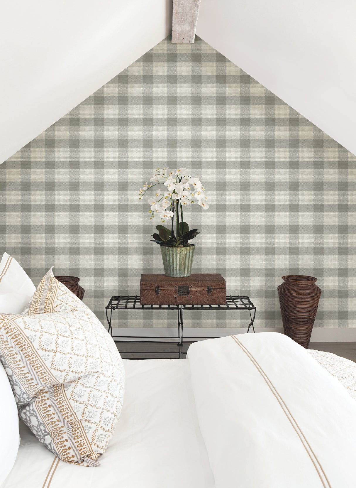 York FH4081 Woven Buffalo Check Grey Wallpaper