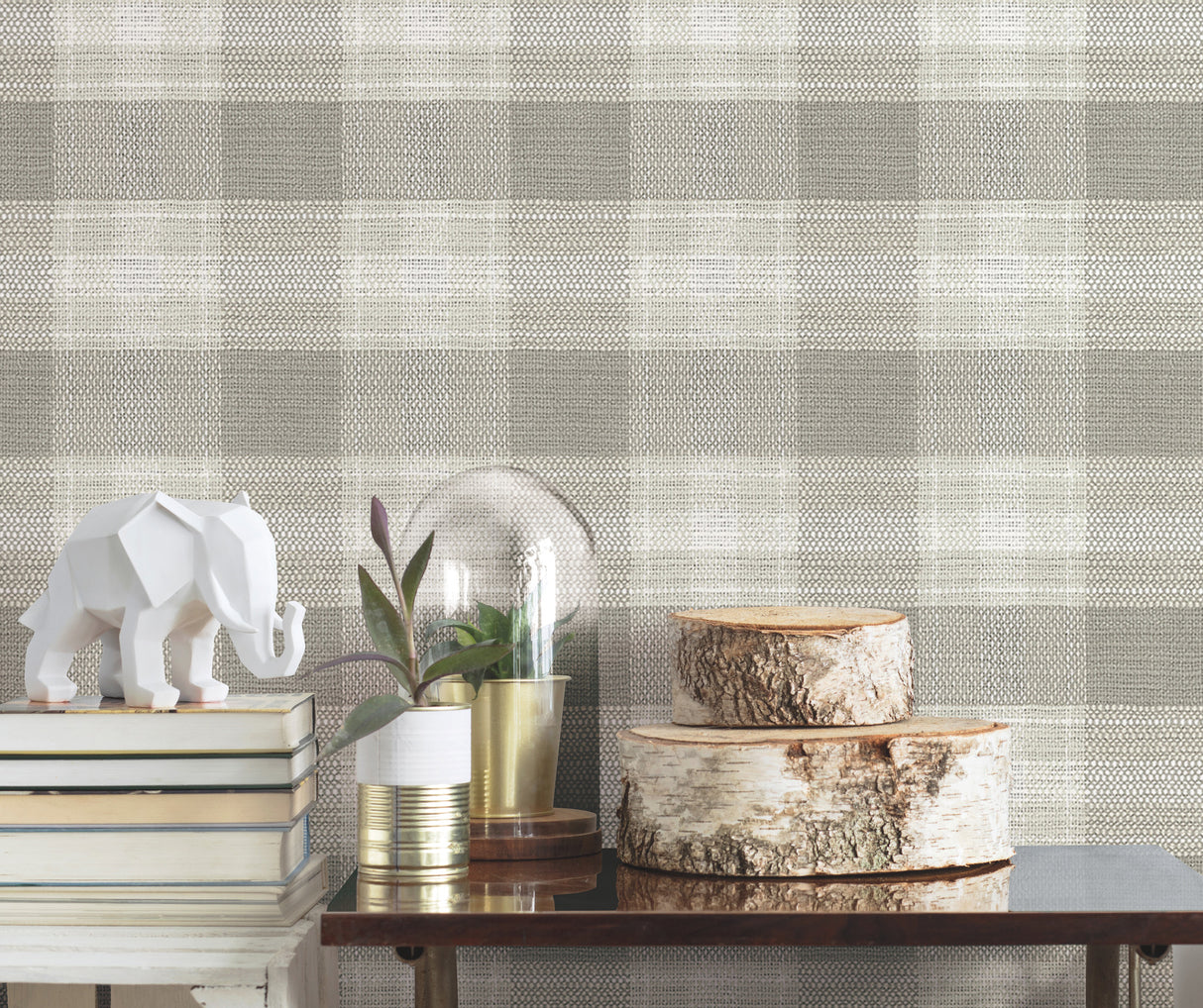 York FH4083 Woven Buffalo Check Linen Wallpaper
