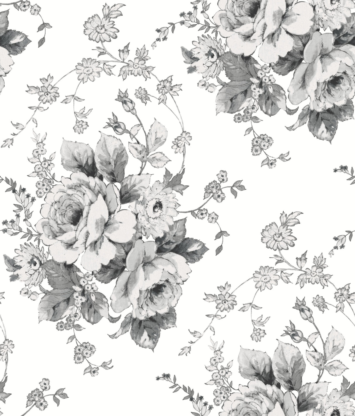 York FH4086 Heritage Rose White & Black Wallpaper
