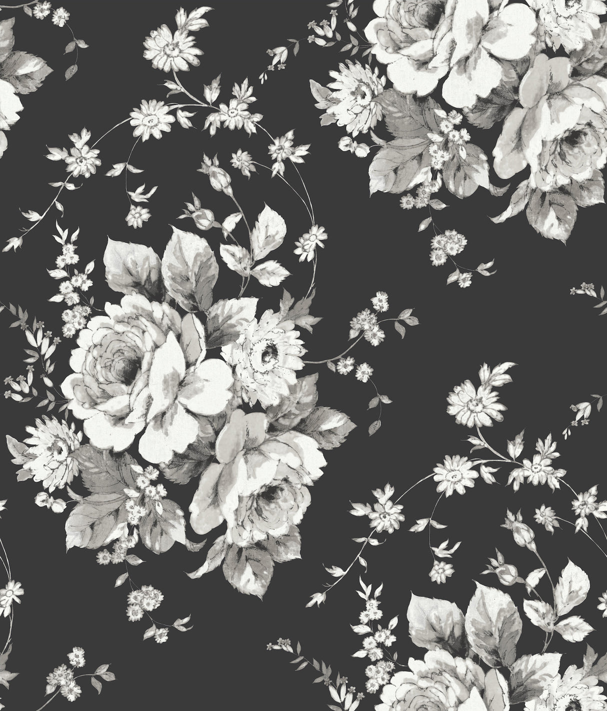 York FH4088 Heritage Rose Black & Grey Wallpaper
