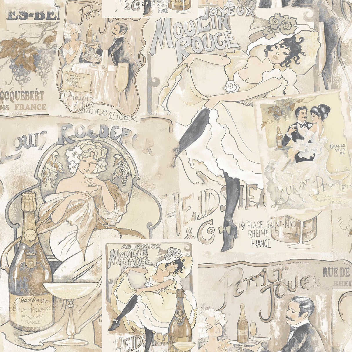Galerie G56114 Beige Champagne Posters - Eade's Wallpaper