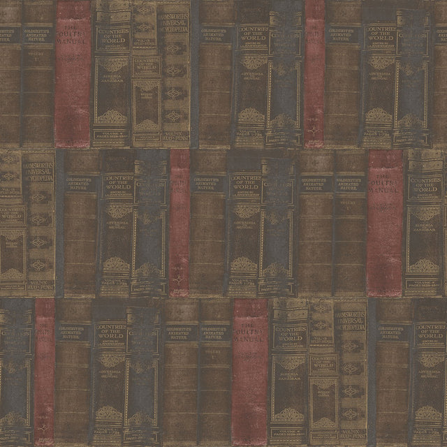 Galerie G56132 Bronze Brown Library Books - Eade's Wallpaper