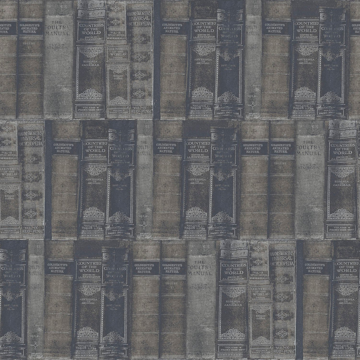 Galerie G56134 Silver Grey Library Books - Eade's Wallpaper