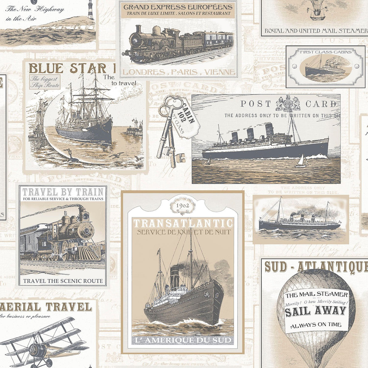 Galerie G56145 Beige Travel - Eade's Wallpaper