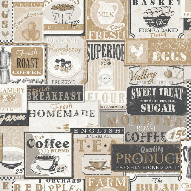 Galerie G56169 Beige Enamel Signs - Eade's Wallpaper