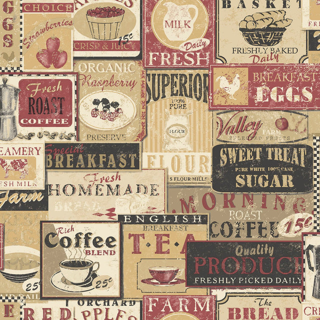 Galerie G56172 Red Enamel Signs - Eade's Wallpaper