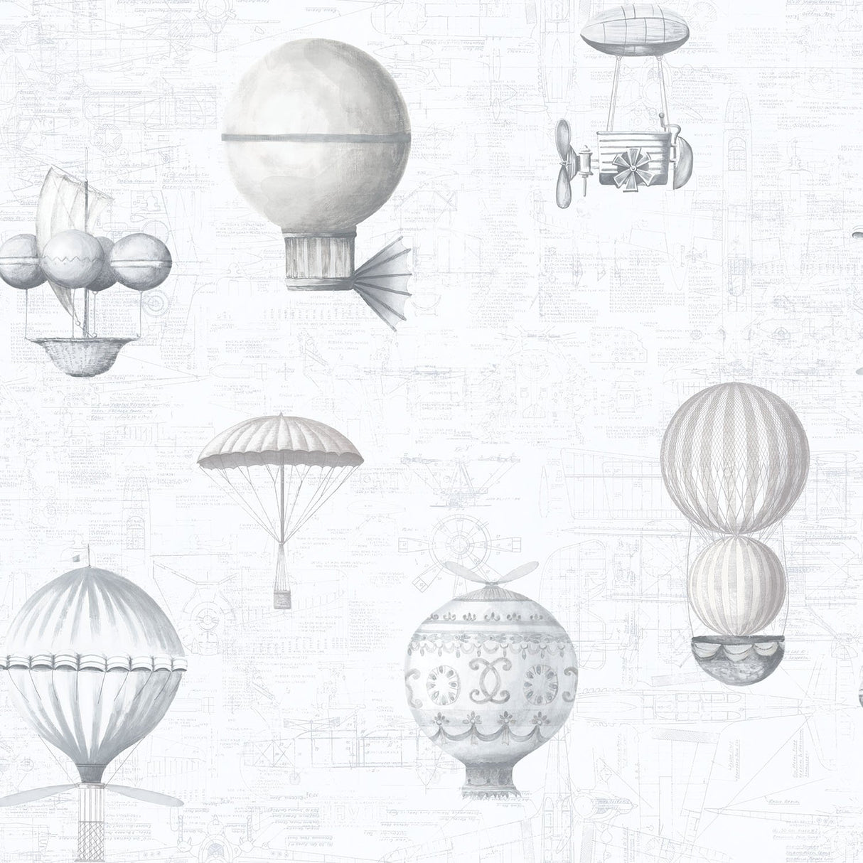 Galerie G56202 Silver Grey Air Ships - Eade's Wallpaper