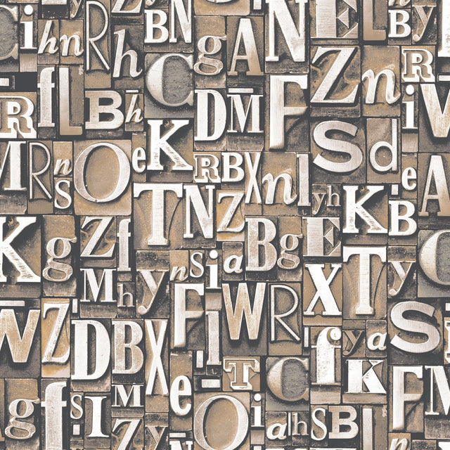 Galerie G56205 Bronze Brown Block Letters - Eade's Wallpaper