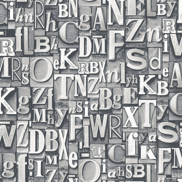 Galerie G56206 Silver Grey Block Letters - Eade's Wallpaper