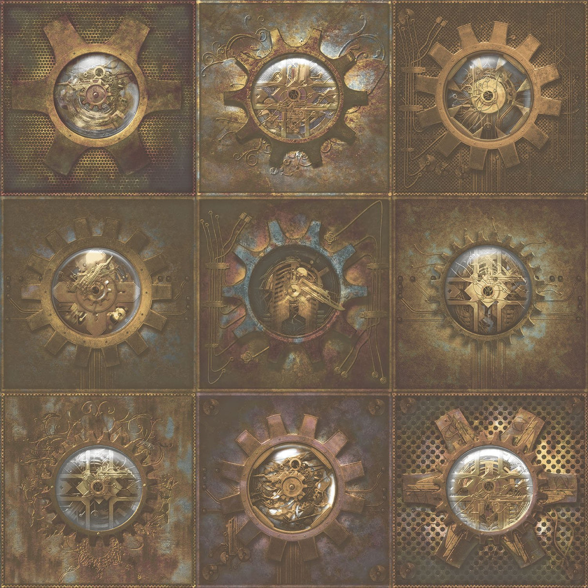 Galerie G56227 Bronze Brown Industrial Tiles - Eade's Wallpaper