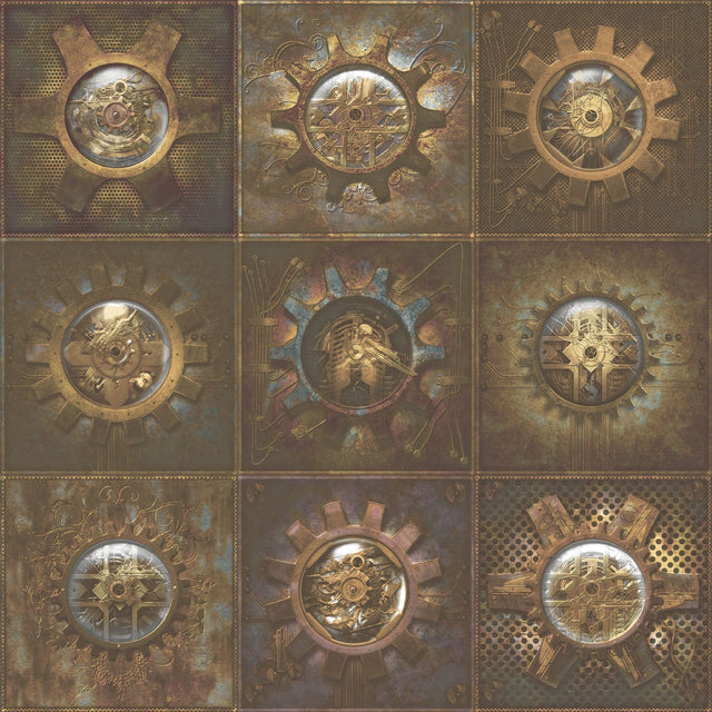 Galerie G56227 Bronze Brown Industrial Tiles - Eade's Wallpaper