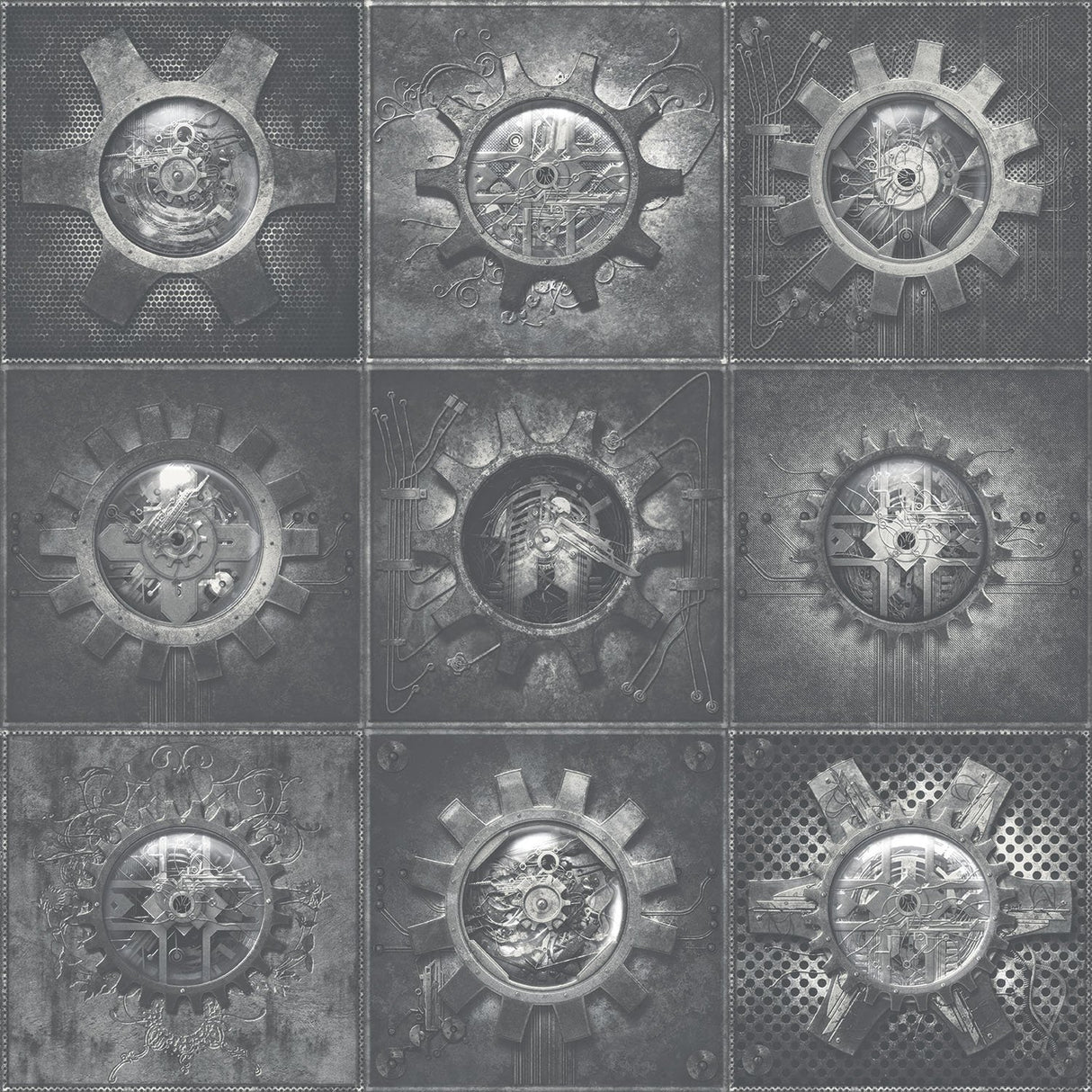 Galerie G56228 Silver Grey Industrial Tiles - Eade's Wallpaper