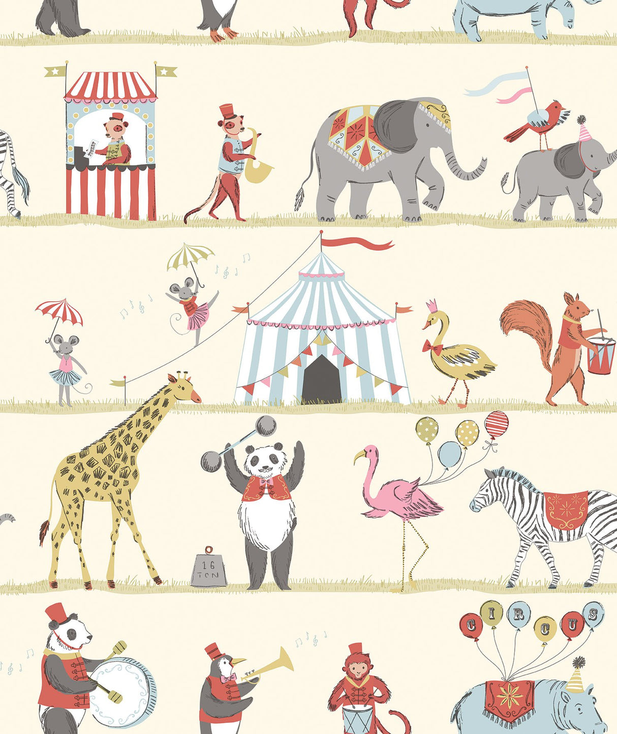 Galerie G56545 Multi-coloured Circus Animals - Eade's Wallpaper
