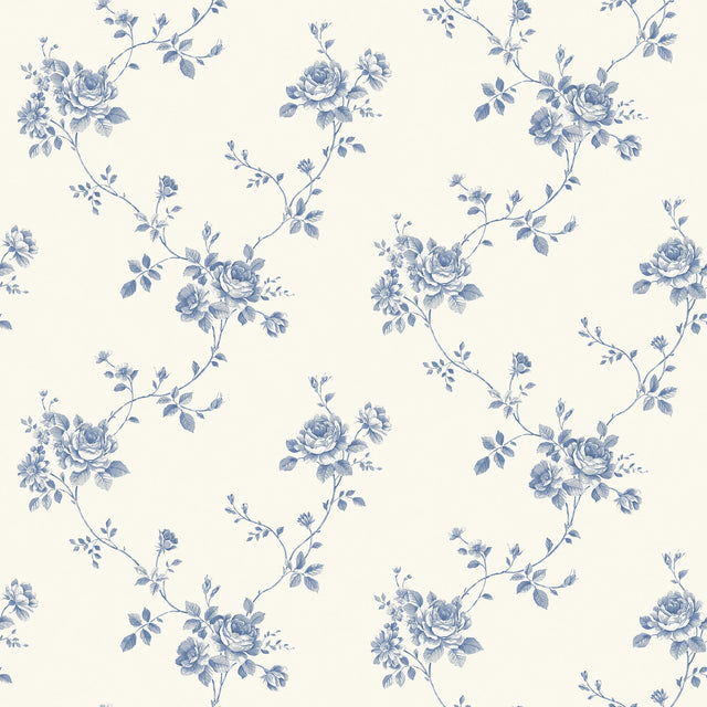 Galerie G67630 Blue Floral Rose - Eade's Wallpaper