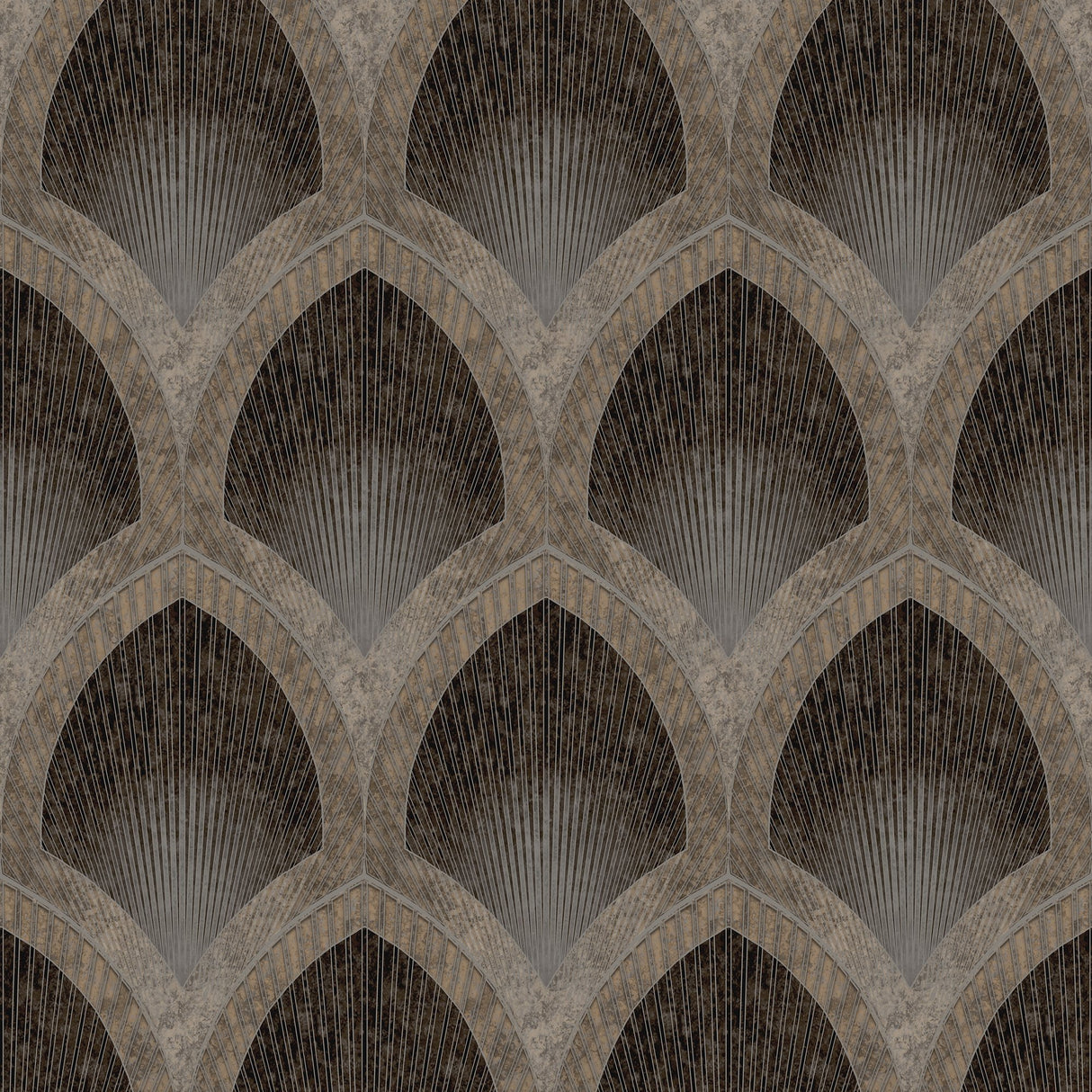 Galerie G68087 Bronze Brown Nouveau Scallop - Eade's Wallpaper
