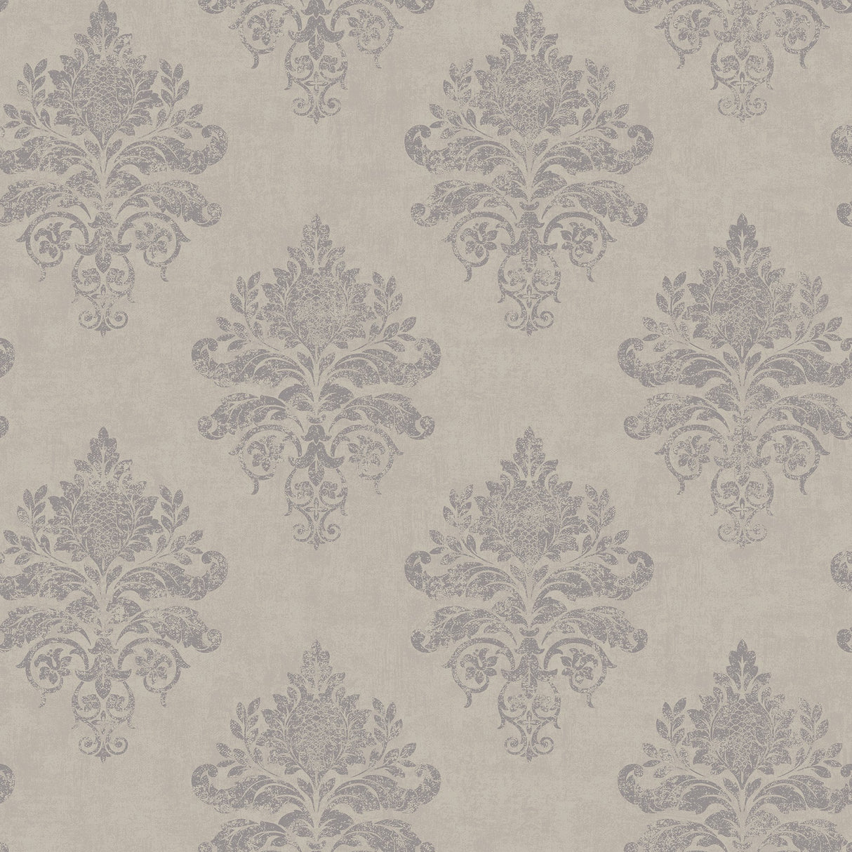 Galerie G68669 Silver Grey Medallion Damask - Eade's Wallpaper