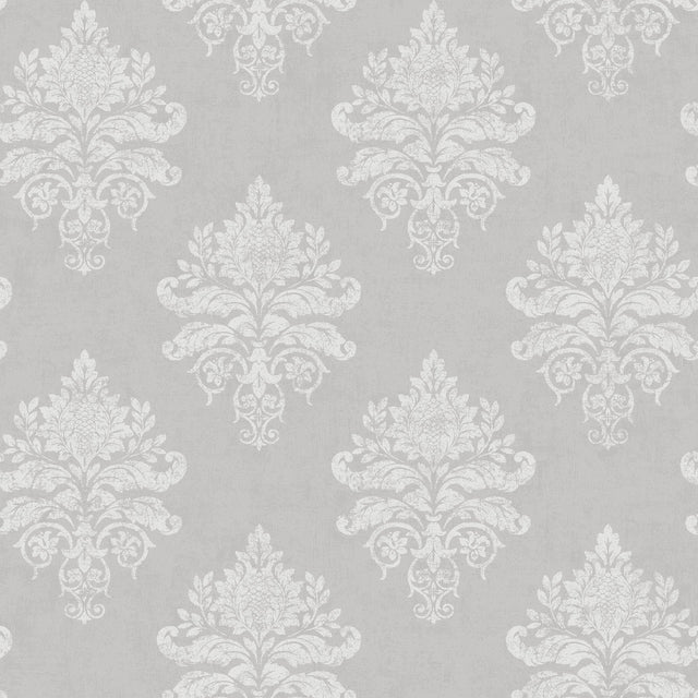 Galerie G68670 Silver Grey Medallion Damask - Eade's Wallpaper