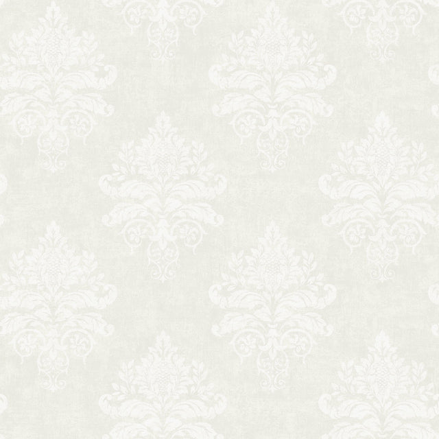 Galerie G68672 White Medallion Damask - Eade's Wallpaper
