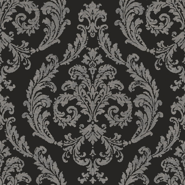 Galerie G68676 Black Silk Damask - Eade's Wallpaper