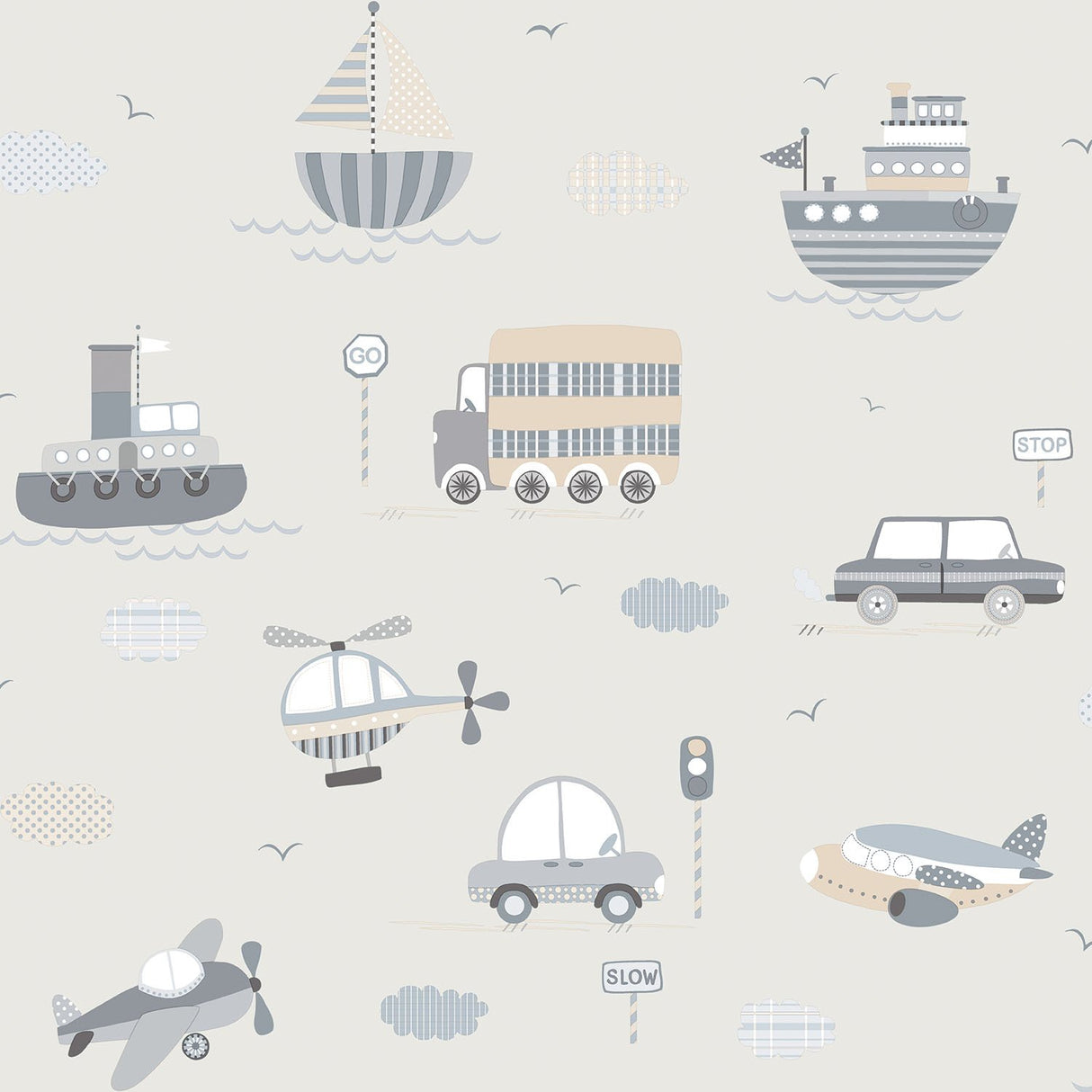 Galerie G78417 Silver Grey Transportation - Eade's Wallpaper
