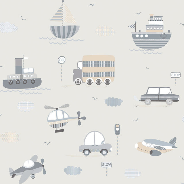 Galerie G78417 Silver Grey Transportation - Eade's Wallpaper