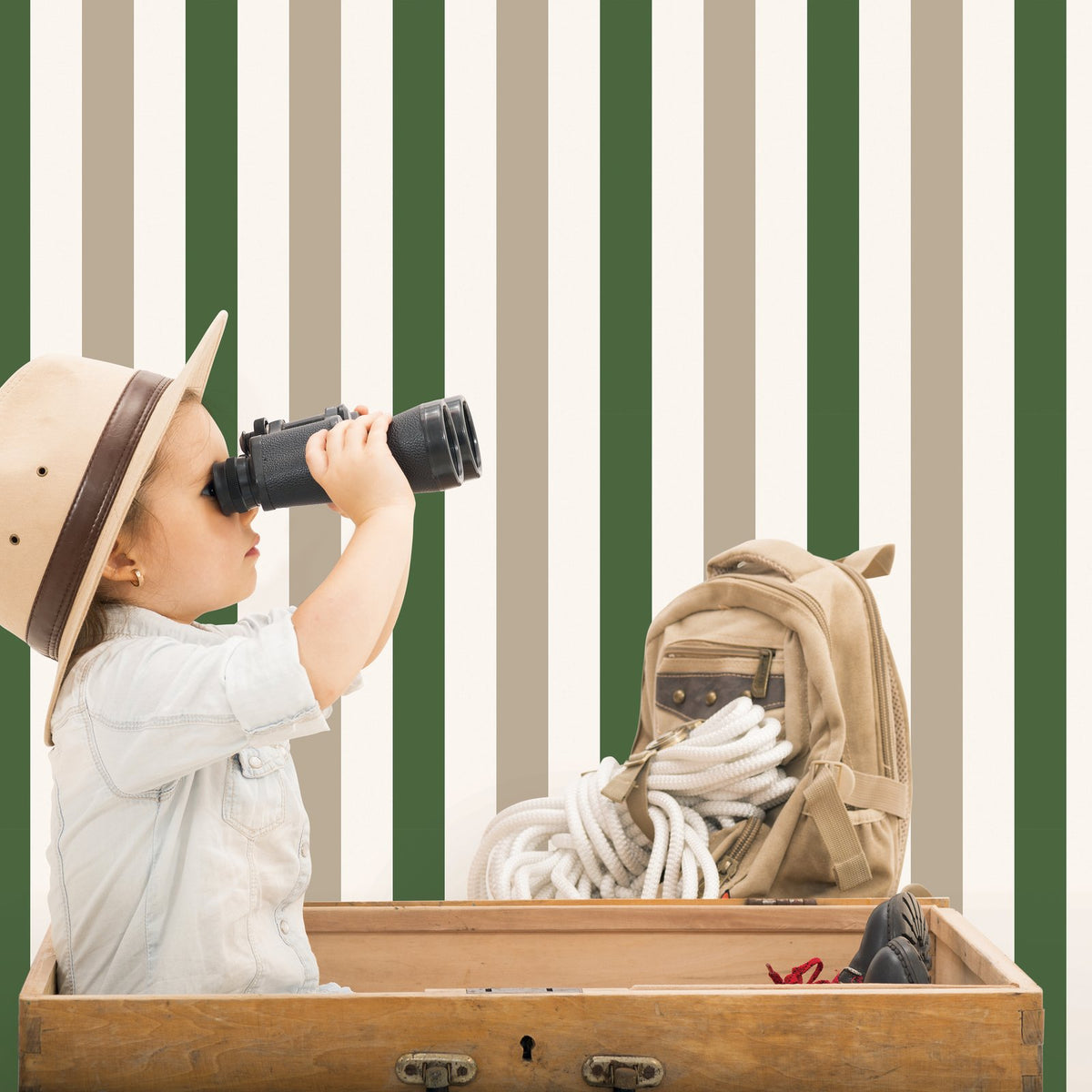 Galerie Kids and Teens 2 color Awning Stripe Green Wallpaper