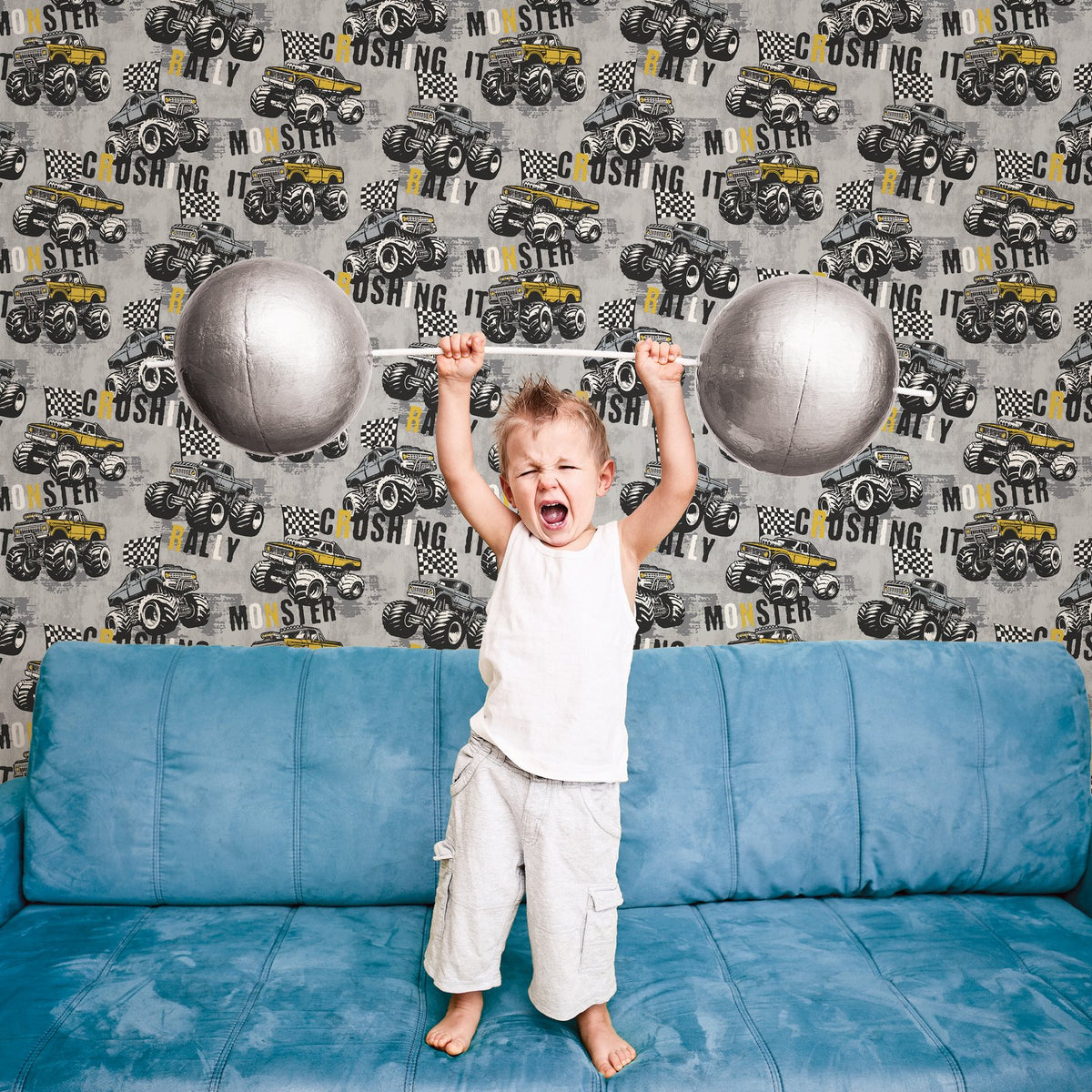 Galerie Kids and Teens Monster Trucks Grey Wallpaper G78571