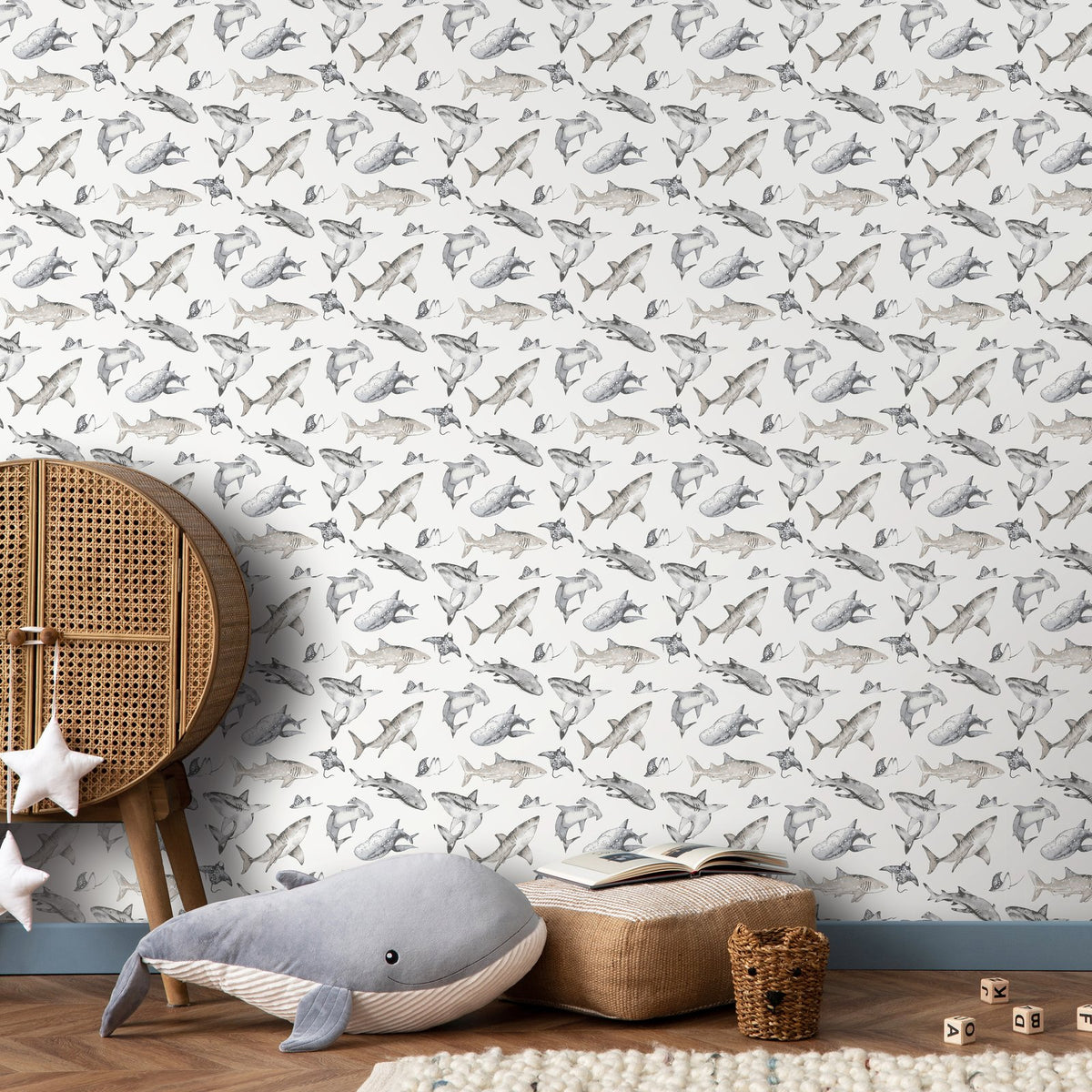 Galerie Kids and Teens Sharks Grey Wallpaper G78593