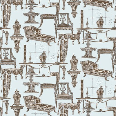 GASTON Y DANIELA GDT5187.004.0 BLANCA AZUL/CHOCOLATE Fabric - Eade's Wallpaper