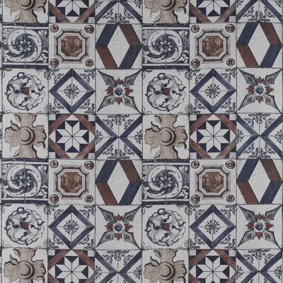 GASTON Y DANIELA GDT5332.002.0 TRASTEVERE AZUL/TABACO Fabric - Eade's Wallpaper