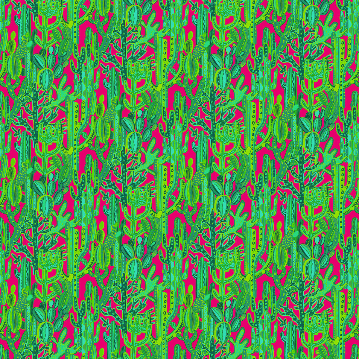 GASTON Y DANIELA GDT5491.002.0 CACTUS ROSA/VERDE Fabric - Eade's Wallpaper