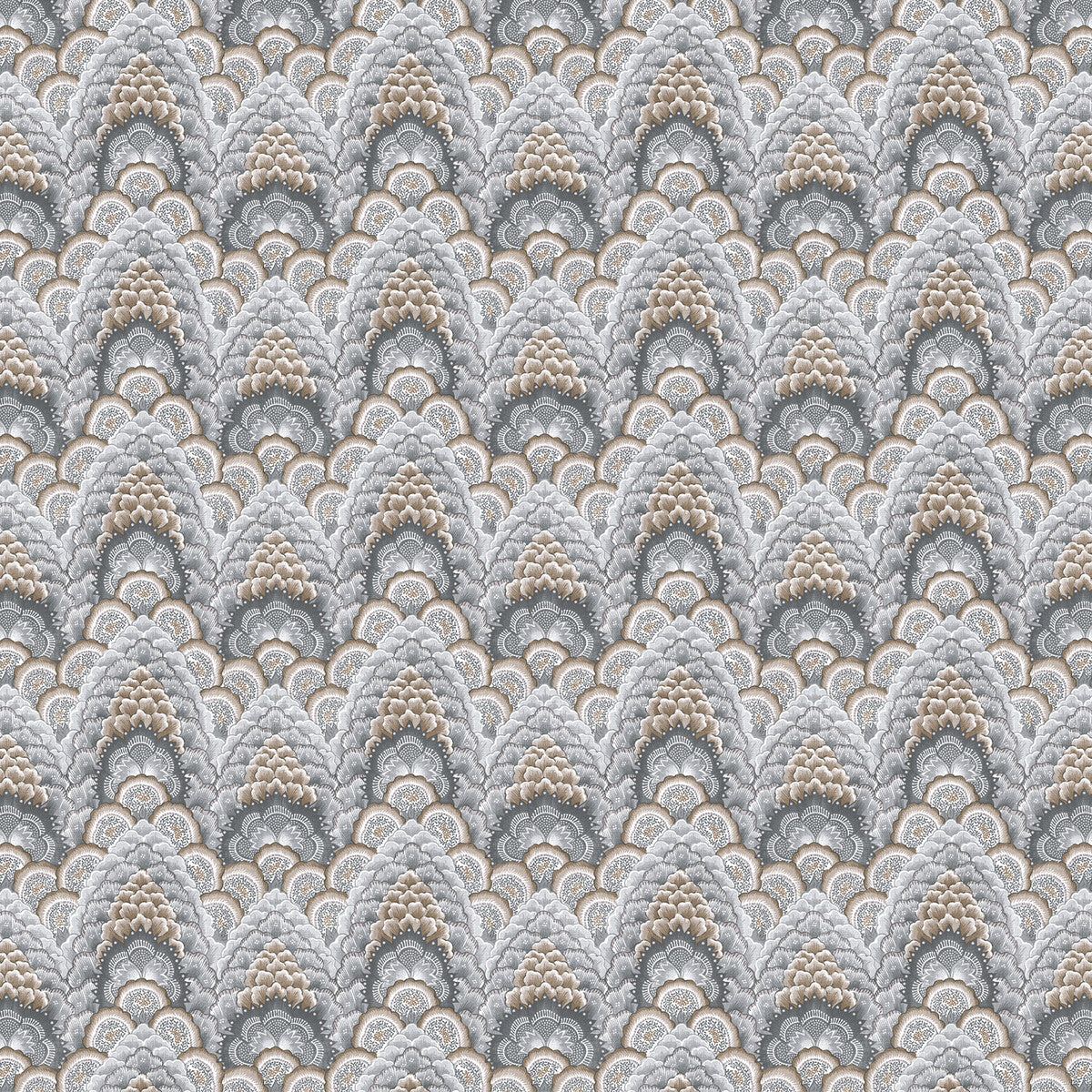 GASTON Y DANIELA GDT5543.005.0 GANGES TABACO/GRIS Fabric - Eade's Wallpaper