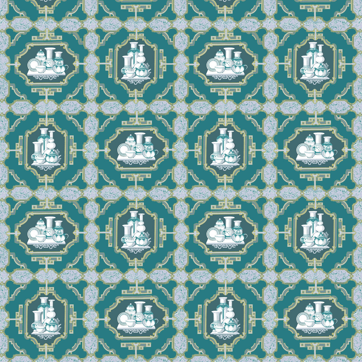 GASTON Y DANIELA GDT5544.003.0 PORCELANAS ESMERALDA Fabric - Eade's Wallpaper