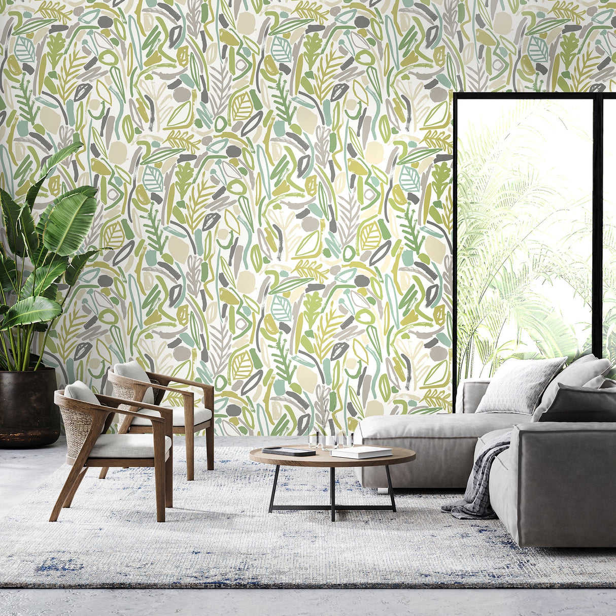 ohpopsi GHS50146W Verdure Lime Painted Botanical Wallpaper