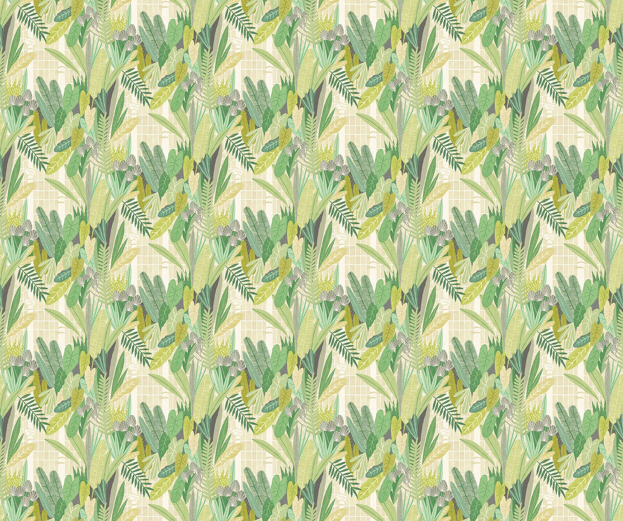 ohpopsi GHS50154W Glasshouse Green Tropical Damask Wallpaper