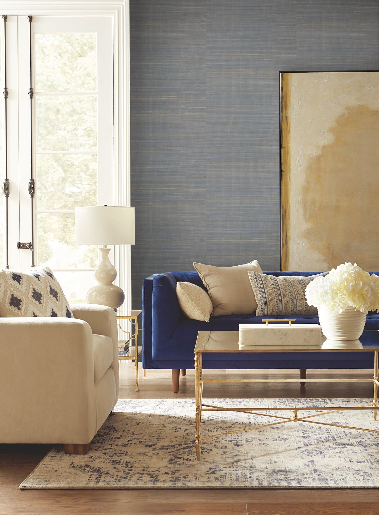 York GL0503 Abaca Weave Blue Wallpaper