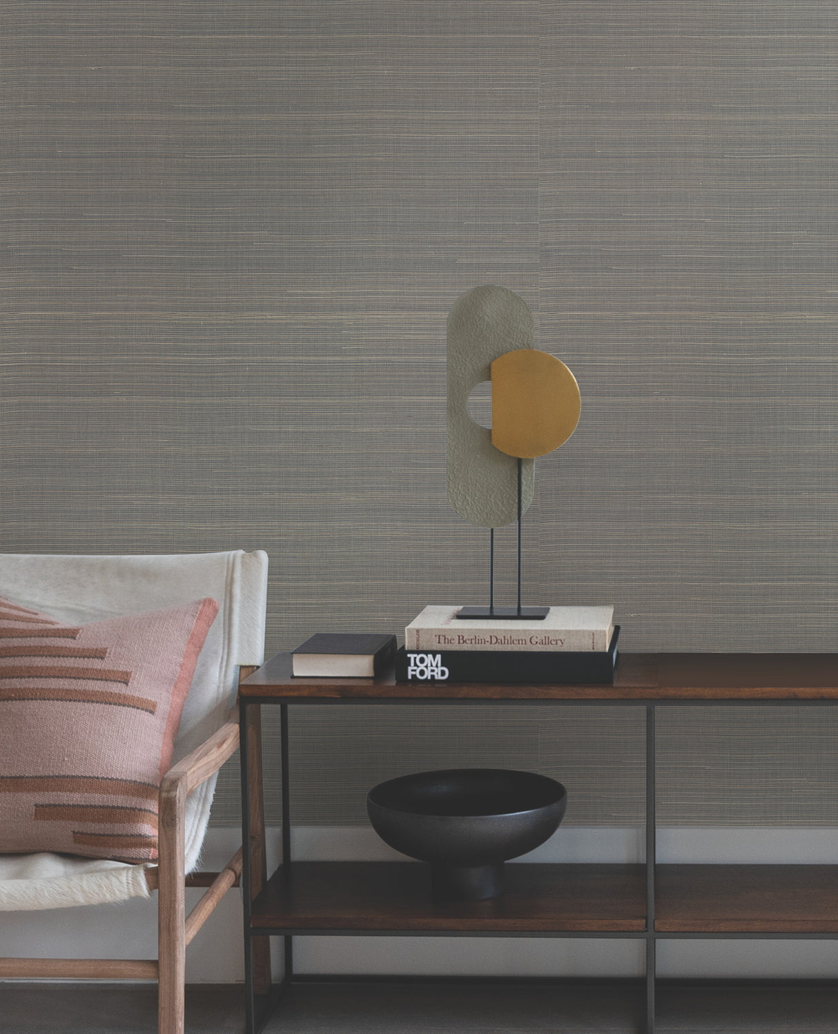 York GL0504GV Abaca Weave Charcoal Wallpaper