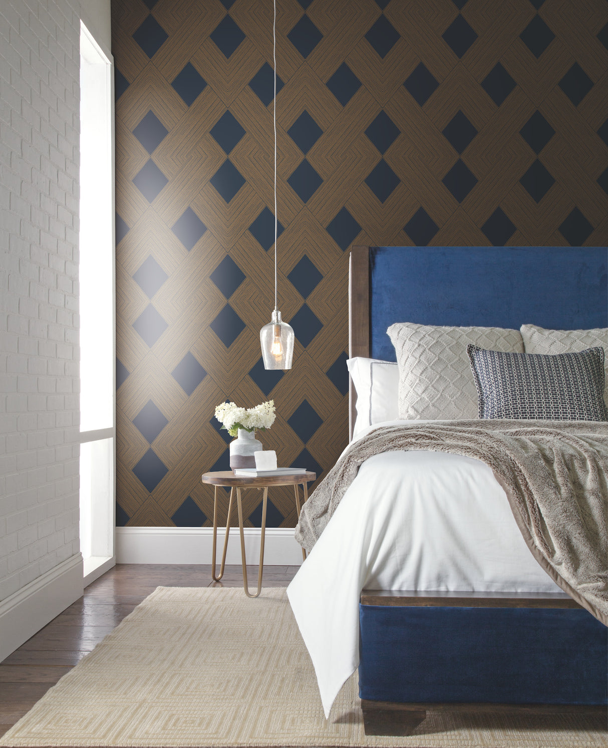 York GM7540 Beveled Edge Navy Wallpaper